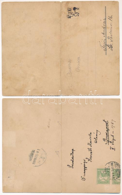 Ada Kaleh - 2 db régi kinyitható panoráma képeslap, hajtásnál szakadt / 2 pre-1945 folding panorama postcards, bent til broken - Image 2