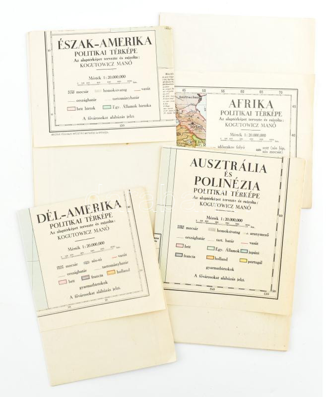 cca 1910-1930 4 db Cholnoky térkép