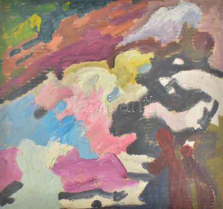 Csepeli Németh Miklós (1934-2012): Színes gesztusok, 1980. Olaj, karton, jelezve középen lent. 49x58,5 cm