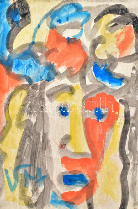 Csepeli Németh Miklós (1934-2012): Portré. Akvarell, papír, jelzett. Paszpartuban. 30x20 cm