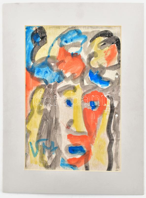 Csepeli Németh Miklós (1934-2012): Portré. Akvarell, papír, jelzett. Paszpartuban. 30x20 cm - Image 3