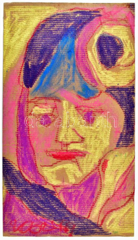 Csepeli Németh Miklós (1934-2012): Arckép. Pasztell, karton, jelzett. 43x24 cm