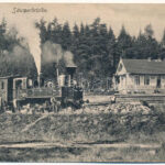 Volary, Wallern; Gasthaus Säumerbrücke / restaurant and hotel, railway line, locomotive, train (Rb)