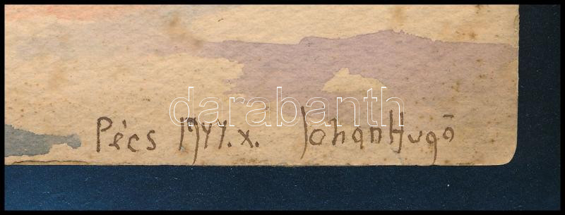 Johan Hugó (1891-1956): Pécsi kert, 1944. Akvarell, papír, jelzett. Proveniencia: Johan Hugó hagyatéka. 30x24,5 cm. / watercolour on paper, signed. Provenance: from the estate of the artist. - Image 2