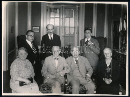 cca 1930-1940 Benedek Marcell irodalomtörténész, Hanák Árpád zongoraművész, Márkus Dezső karnagy, Szendrő István fotóművész pecséttel jelzett fotója, 18×24 cm