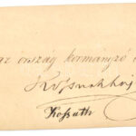 1849 Kossuth Lajos (1802-1894) kormányzó, autográf aláírása kivágáson 13x6 cm