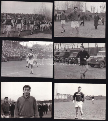 Újpesti futballfelvételek, közte Göröcs János válogatott labdarúgó, 10 db fotó, 6,5×9,5 és 9×12 cm