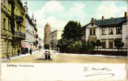 1907 Luban, Lauban; Frauenstrasse. Heliocolrkarte von Ottmar Zieher / street (EK)