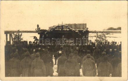 1916 Tábori mise a harctéren / WWI Austro-Hungarian K.u.K. military, field mass. photo + 'K.u.K. Pionierbataillon 5. Kompagnie' 'K.U.K. FELDPOST 52'