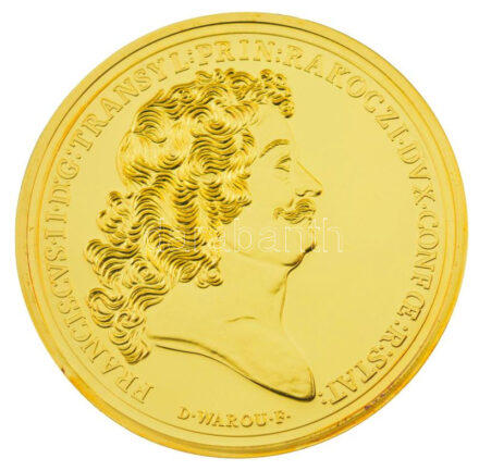 DN 'Magyar Aranyóriások - II. Rákóczi Ferenc érem, a szabadságharc kitörésének emlékére 1703' aranyozott Cu utánveret kapszulában, tanúsítvánnyal (46mm) T:PP