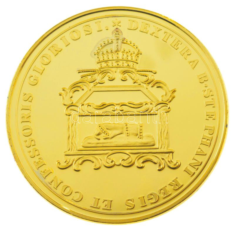 DN 'Magyar Aranyóriások - Mária Terézia, a Szent Jobb hazahozatala emlékérem 1771' aranyozott Cu utánveret kapszulában, tanúsítvánnyal (46mm) T:PP