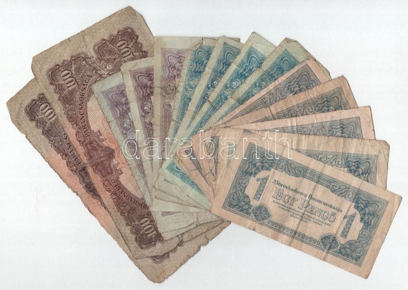 1944. 1P-5P (12db) 'A Vöröshadsereg Parancsnoksága' + 100P (2db) 'A Vöröshadsereg Parancsnoksága' T:F-G