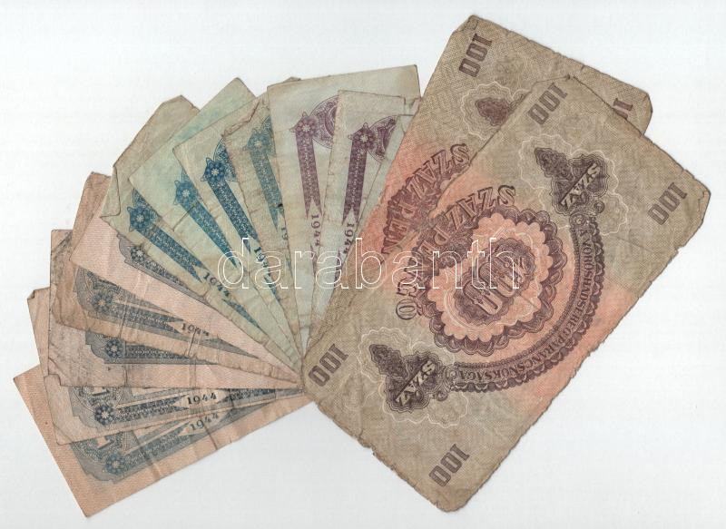 1944. 1P-5P (12db) 'A Vöröshadsereg Parancsnoksága' + 100P (2db) 'A Vöröshadsereg Parancsnoksága' T:F-G - Image 2