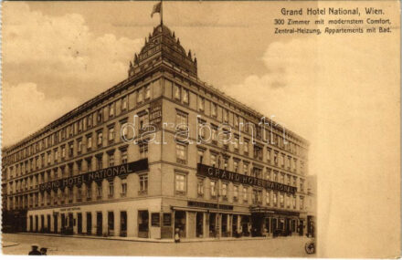 1913 Wien, Vienna, Bécs; Ferdinand Kasznárs Grand Hotel National & Grand Café. Taborstraße 18. / hotel and café + perforált bélyeg (EK)