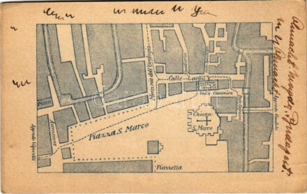 Venezia, Venice; Hotel A la Ville de Trieste advertisement card with map (non PC) (fa)