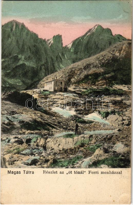 Tátra, Magas-Tátra, Vysoké Tatry; Téry menedékház az Öt tónál / Téry-Schutzhaus bei den fünf Seen / mountain rest house, chalet (EK)