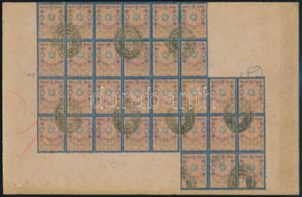 31 db-os bosnyák okmánybélyeg összefüggés kartonra ragasztva