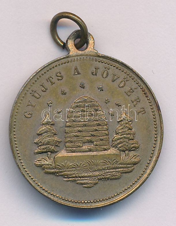 ~1930. 'Szorgalom és jó erényért / Gyüjts a jövöért' bronz medál füllel (23mm) T:XF - Image 2