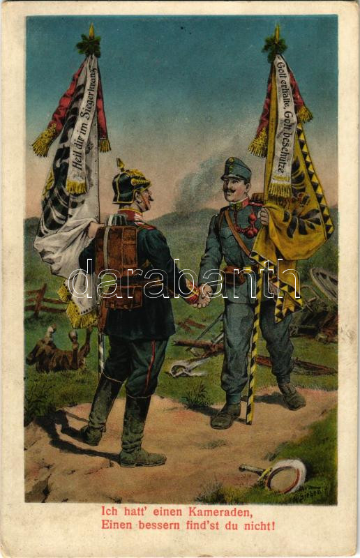 Ich hatt' einen Kameraden, einen bessern find'st du nicht! / Első világháborús osztrák-magyar és német katonai propaganda / WWI Viribus Unitis military propaganda. S. Wien III/2. Nr. 20. F. (EK)