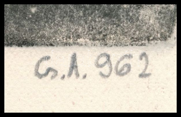 Csavlek András (1942- ): Dunakanyar, 1962. Rézkarc, papír, jelzett, 8x13 cm - Image 3