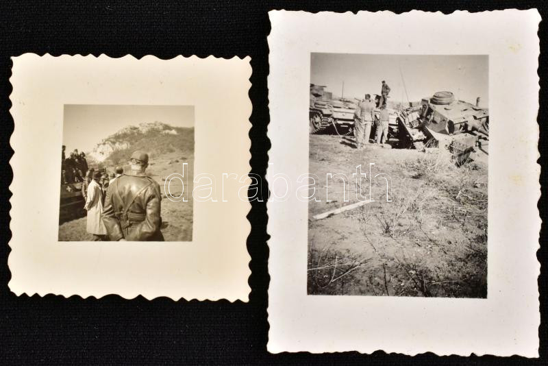 cca 1940 M. kir. Panzer 3 harckocsi gyakorlaton, 2 db fotó, 4x4 és 6x4,5 cm méretben