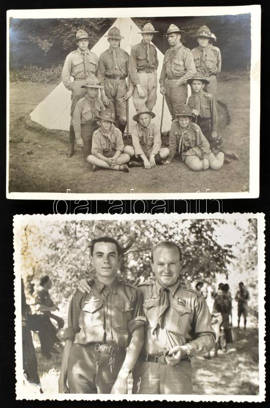 cca 1930-40 Cserkészek, 4 db fotó, 9x11,5 cm