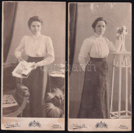 cca 1900 Nagy Arthur, Léva 2 db kabinetfotó 9x16 cm