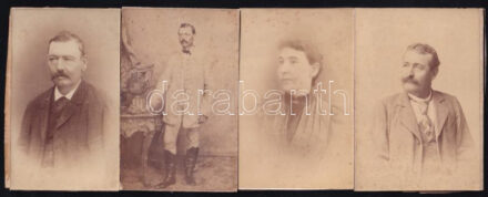 cca 1890 Dörner család 4 db portréja, papírra ragasztva, vágottak, 9×6 cm
