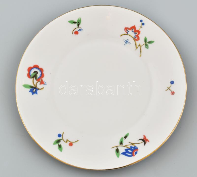 6 db Zsolnay art deco tányér. Kézzel festett, jelzett, minimális kopással d: 12 cm - Image 2