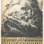 1942 Honvéd naptár, számos illusztrációval, II. világháborús képpel, spirálkötésben, borító kissé sérült