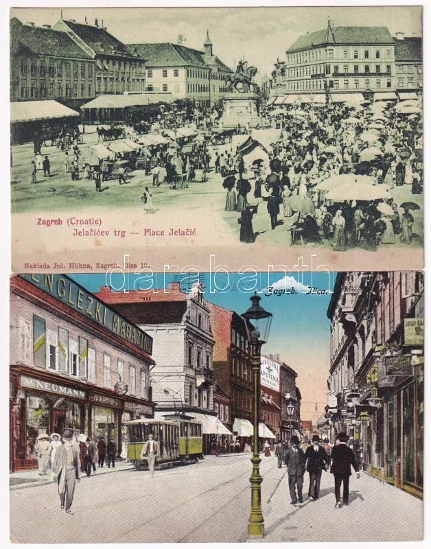 Zagreb, Zágráb; - 2 db RÉGI horvát város képeslap / 2 pre-1945 Croatian town-view postcards