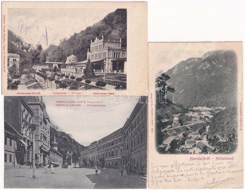 Herkulesfürdő, Baile Herculane; - 6 db RÉGI város képeslap / 6 pre-1945 town-view postcards - Image 3