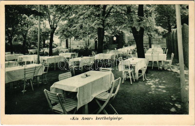 Budapest XI. Ifj. Avar Mihály Kis Avar vendéglője, étterem kerthelyisége. Avar utca 31/a. (EK)