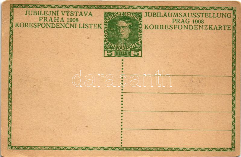 1848-1908 Franciscus Josephus I.D.G. Imp. Austr. Rex Boh.Gal.Ill. Etc. et. Ap. Rex Hung. / Ferenc József uralkodásának 60. évordulója, jubileumi díjjegyes lap / Franz Joseph's 60th anniversary of reign. Art Nouveau, Viribus Unitis. 5 Heller - Image 2