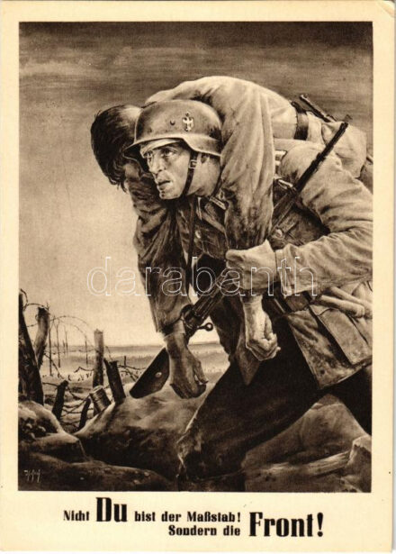 1943 Nicht du bist der Maßstab! Sondern die Front! / WWII NSDAP German Nazi Party military propaganda. Day of the General Government, Kraków s: Will Tschech + 'Tag der NSDAP des Generalgouvernements Krakau 13-15. VIII. Krakau 1943' So. Stpl. (EK)