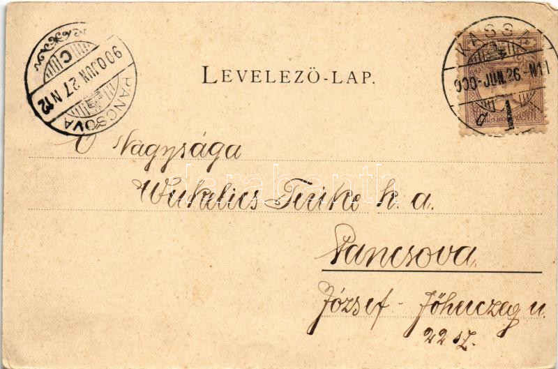 1900 Kassa, Kosice; M. kir. Gazdasági Tanintézet. Vitéz A. kiadása / farmer school (kopott sarok / worn corner) - Image 2