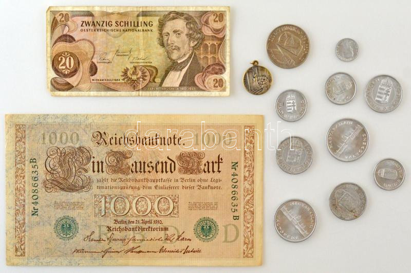 Vegyes: 1941-1944. 1P (3db, 2xklf) + 1941-1943. 2P (3db, 2xklf) + 1945. 5P Al 'Parlament' + 1965. 5f Al Ausztria + 1980. 100Ft Ni 'Szovjet-magyar közös űrrepülés' + 1967. 20Sch + Német Birodalom 1910. 1000M + Vatikán ~1930. 'Anno Santo /