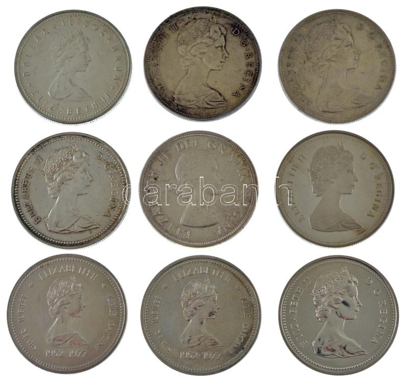 Kanada 1963-1966. 1$ Ag 'II. Erzsébet' (3db, 2xklf) + 1973. 1$ Ag 'A Kanadai Királyi Lovas Rendőrség fennállásának 100. évfordulója' + 1975. 1$ Ag 'Calgary' + 1977. 1$ Ag 'Ezüstjubileum' (2db) + 1978. 1$ Ag 'Nemzetközösségi Játékok'