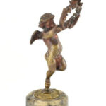 Jelzés nélkül: Hold és Nap allegóriája. Antik bronz, fém és márvány. Kopásokkal, m: 23-24 cm - Image 4