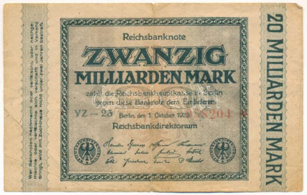 Németország / Weimari Köztársaság 1923. 20.000.000.000M T:F,VG Germany / Weimar Republic 1923. 20.000.000.000 Mark C:F,VG Krause P#118