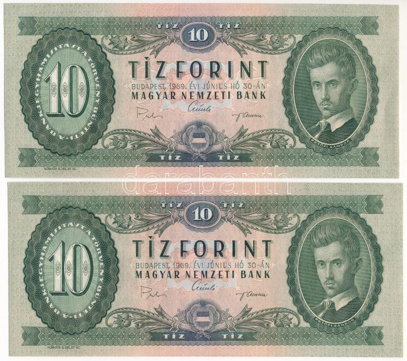 1969. 10Ft (2x) sorszámkövetők T:AU,XF Adamo F7
