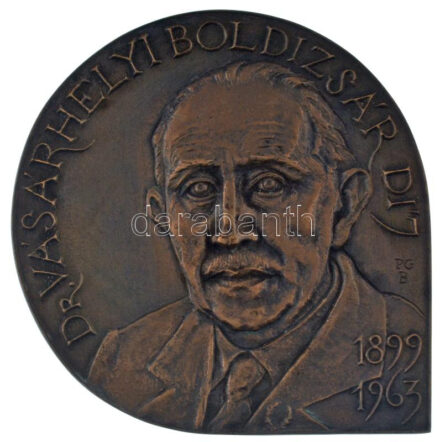1997- 'Dr. Vásárhelyi Boldizsár díj 1899-1963 / Magyar Útügyi Társaság' kétoldalas, öntött bronz díjplakett eredeti dísztokban (120x119mm) T:AU