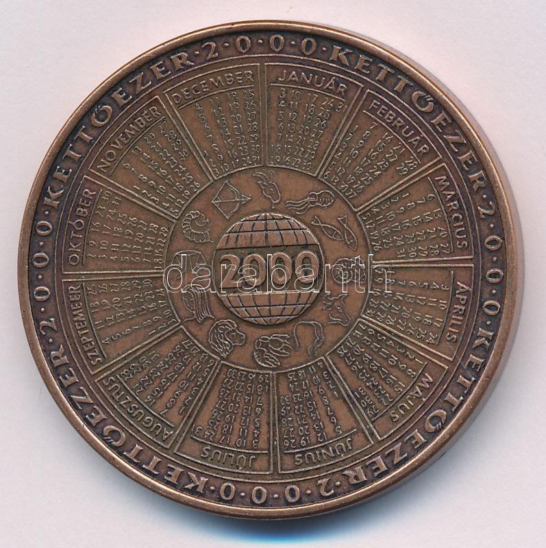 2000. 'MÉE köszönti az Államalapítás ezredik évfordulóját' kétoldalas bronz naptárérem (42,5mm) T:AU - Image 2