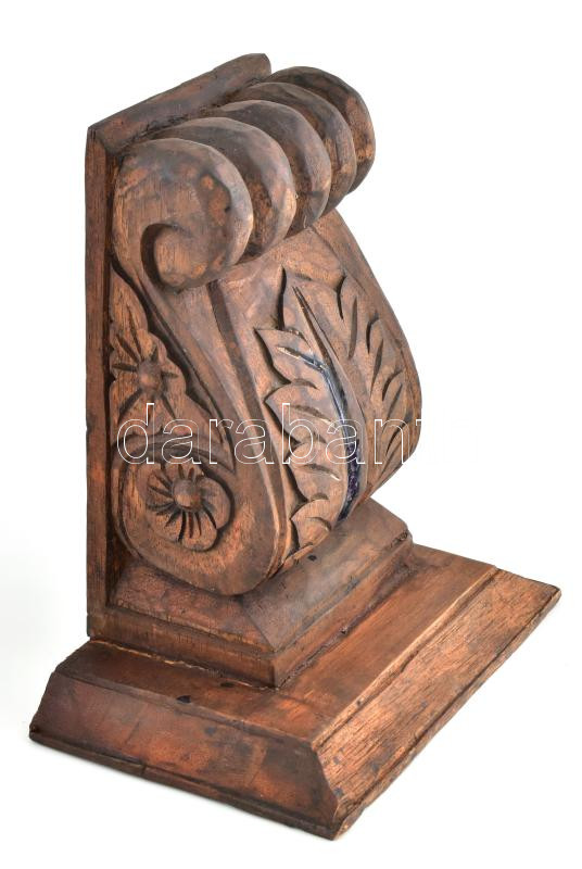 Fali konzol, szobortartó, Faragott fa, 24x15 cm, m: 27 cm - Image 2