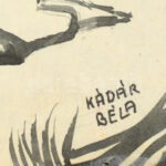 Kádár Béla jelzéssel: Vázlat II. Tus, papír. Üvegezett, sérült keretben. 28x34cm - Image 2