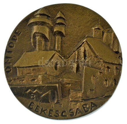 Mladonyiczky Béla (1936-1995) ~1980. 'Békéscsaba öntöde' egyoldalas, öntöbb bronz plakett (76mm) T:AU