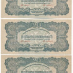 1944. 20P 'A Vöröshadsereg Parancsnoksága' (3x) közeli sorszámúak T:UNC,AU Adamo P45