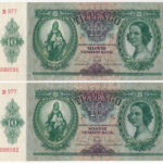 1936. 10P (2x) sorszámkövetők 'B 977 088581 - B 977 088582' T:UNC Adamo P9