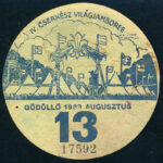 1933 IV. Cserkész Világjamboree Gödöllő, utazási kedvezményre jogosító kitűző a 13. napra, d: 7 cm