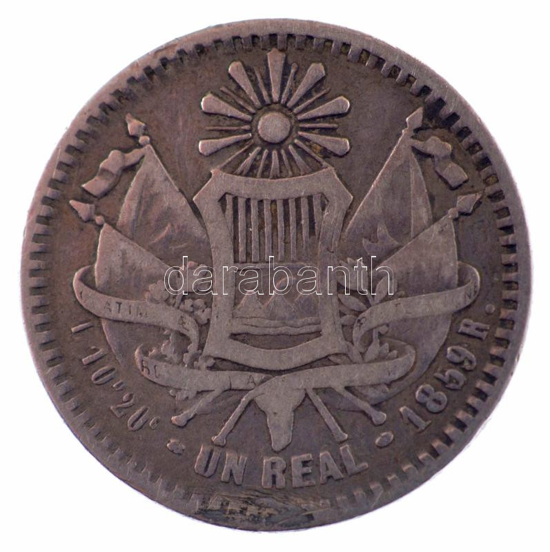 Guatemala 1859R 1R Ag 'Rafael Carrera' T:F Guatemala 1859R 1 Real Ag 'Rafael Carrera' C:F Krause KM#32 - Image 2